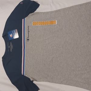 Boys Champion tee color:Oxford heather/navy size 18/20